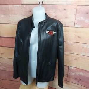 GENUINE leather biker motorcycle jacket coat